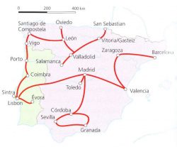 Traukinių maršruto po Pirėnus žemėlapis